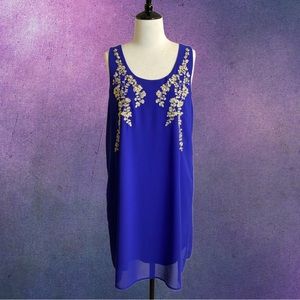 Ya Los Angeles Purple Sheath Dress with Silver Embroidery - L